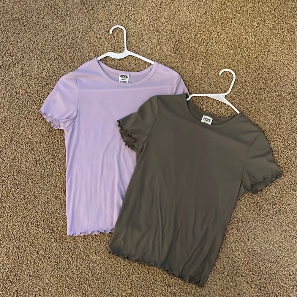 bundle: Olive green shirt from Pink, size medium. light purple shirt size large